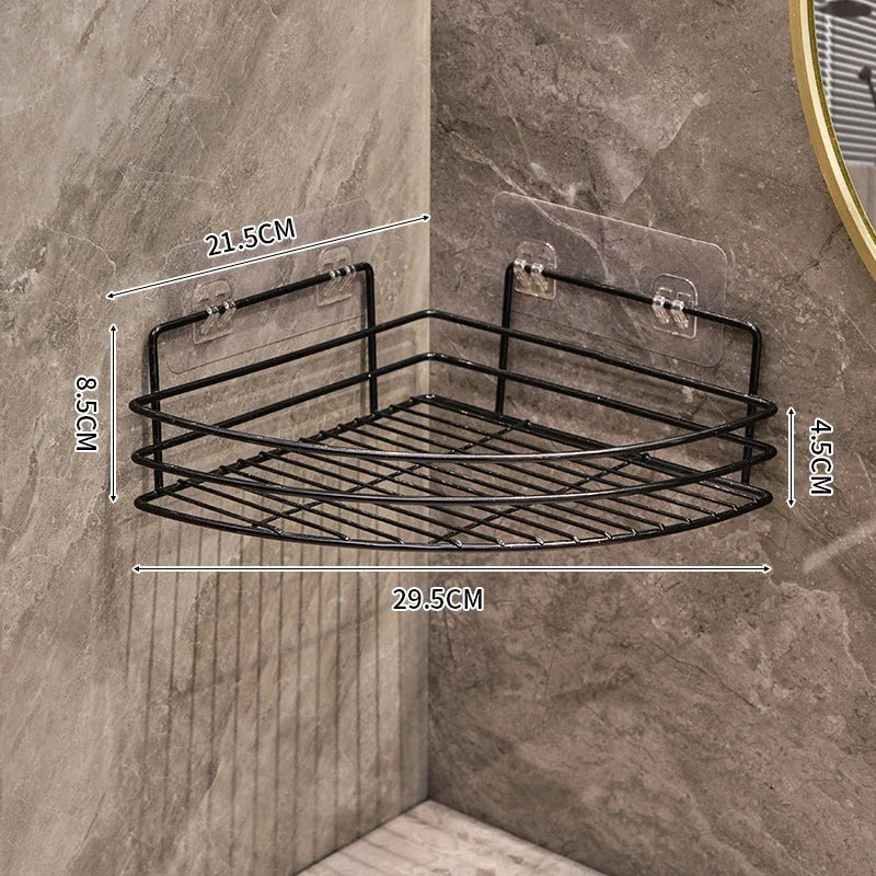 Bathroom Corner Shower Storage Rack – Wall Mounted Triangle Shelf