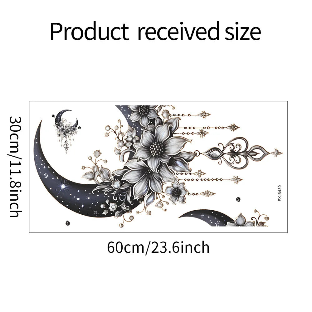 Moon & Flower Vinyl Wall Sticker – Girls Bedroom & Room Decoration