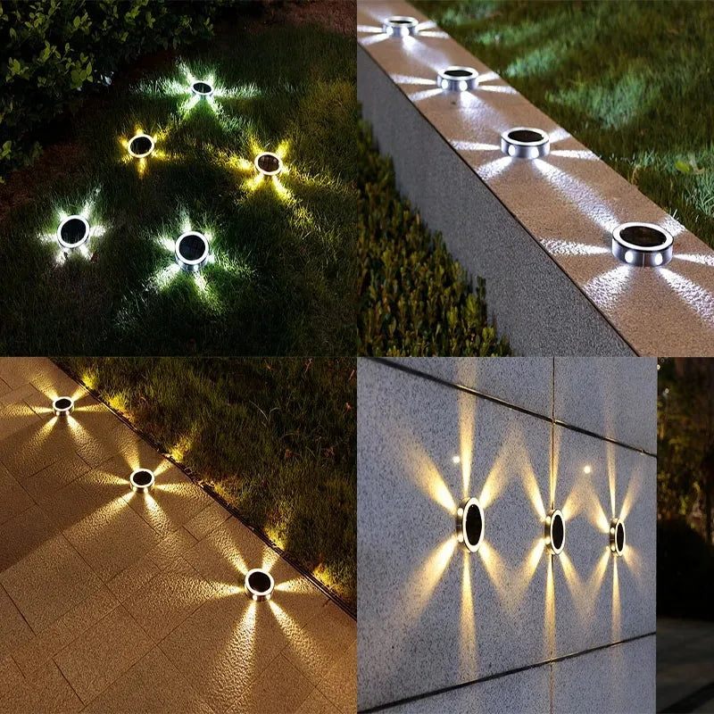 Solar Outdoor Wall Light – 8 Modes Waterproof Round Petal Garden & Fence Lamp