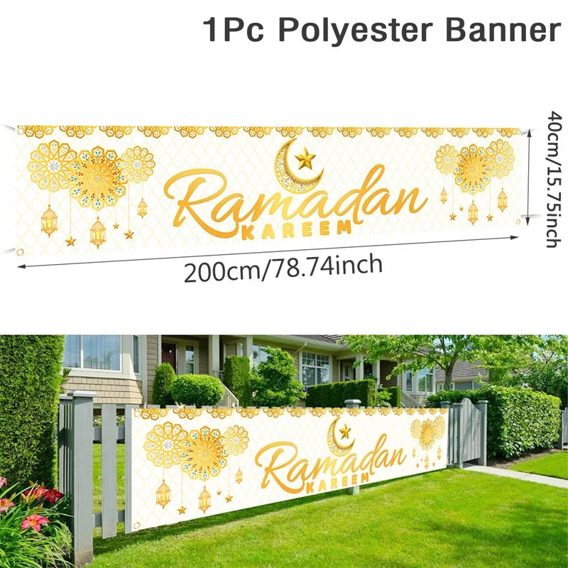 Eid Mubarak Outdoor Banner Flag – Ramadan Kareem Home & Party Decoration
