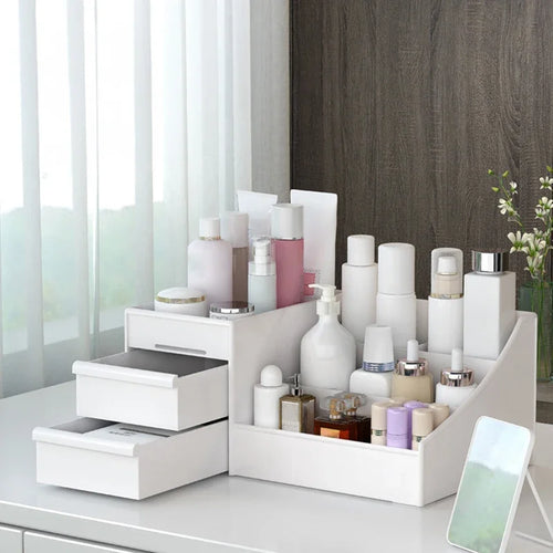 Bamboo Drawer Makeup Cabinet – Desktop Cosmetic Storage Rack