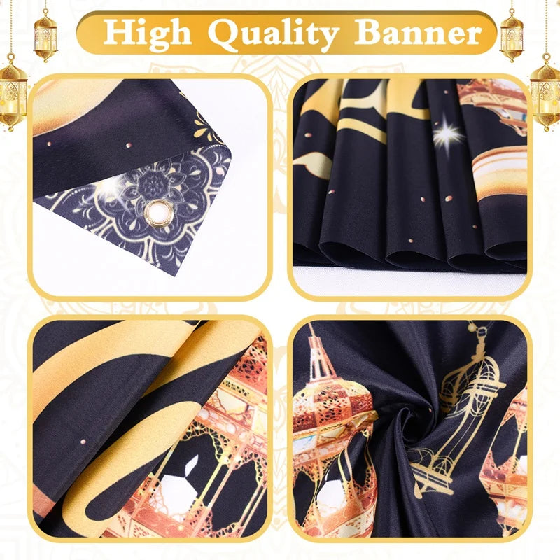 Eid Mubarak Outdoor Banner Flag – Ramadan Kareem Home & Party Decoration