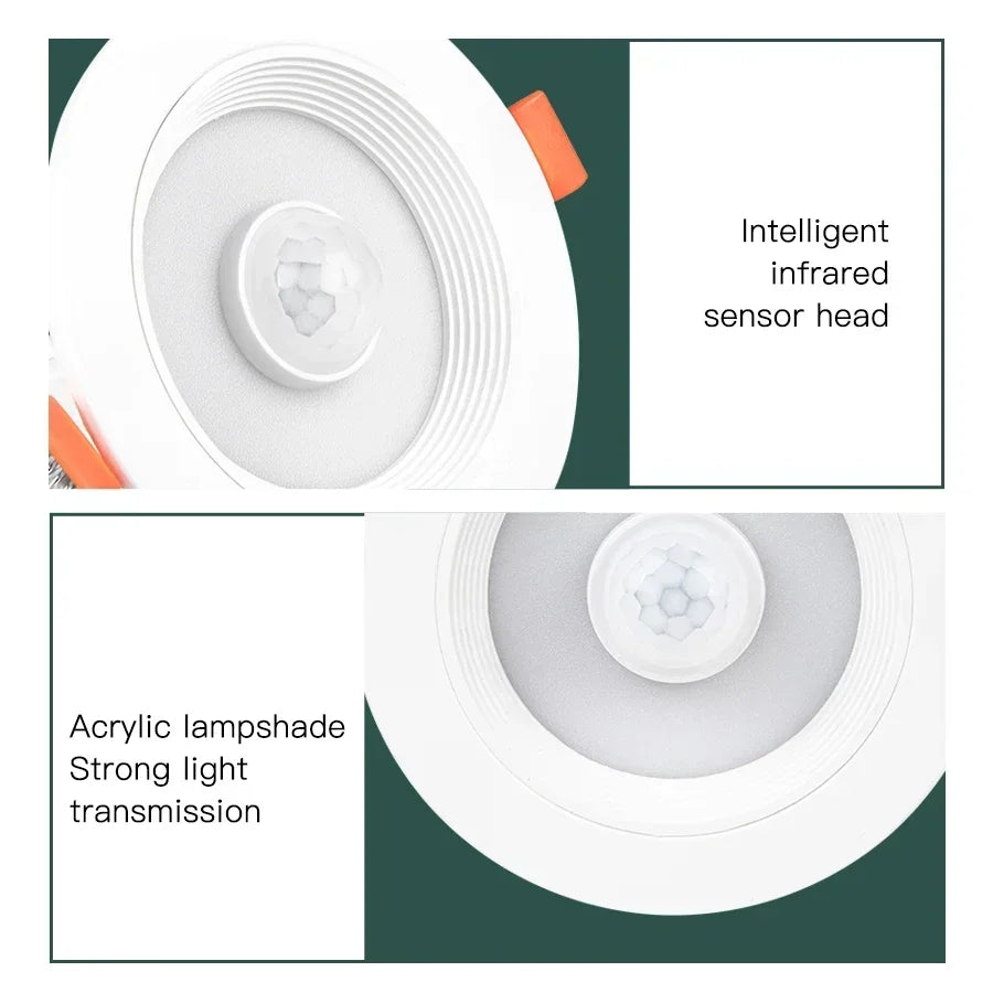 Recessed LED Downlight with Motion Sensor 5W–20W – Energy Saving Ceiling Spotlight