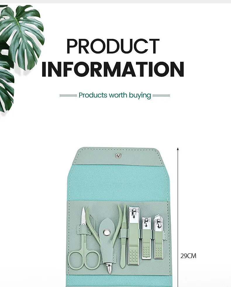 16pc Stainless Steel Nail Clipper & Manicure Set with Folding Bag