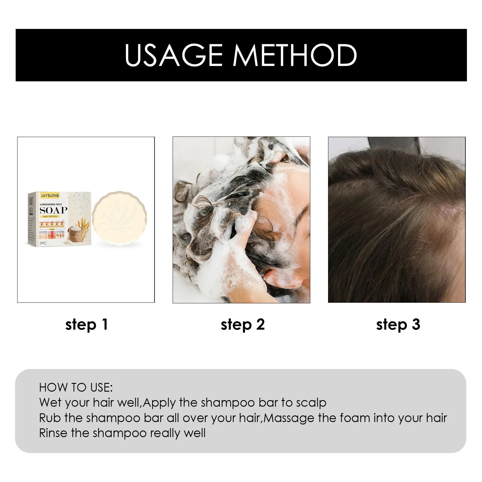Rice Shampoo Bar – Hair Growth & Oil Control