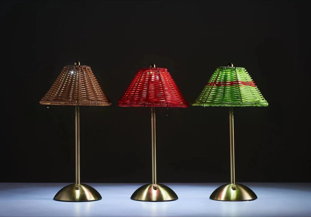 LED Rattan Rechargeable Retro Desk Lamp – Southeast Asian Style Atmosphere Light