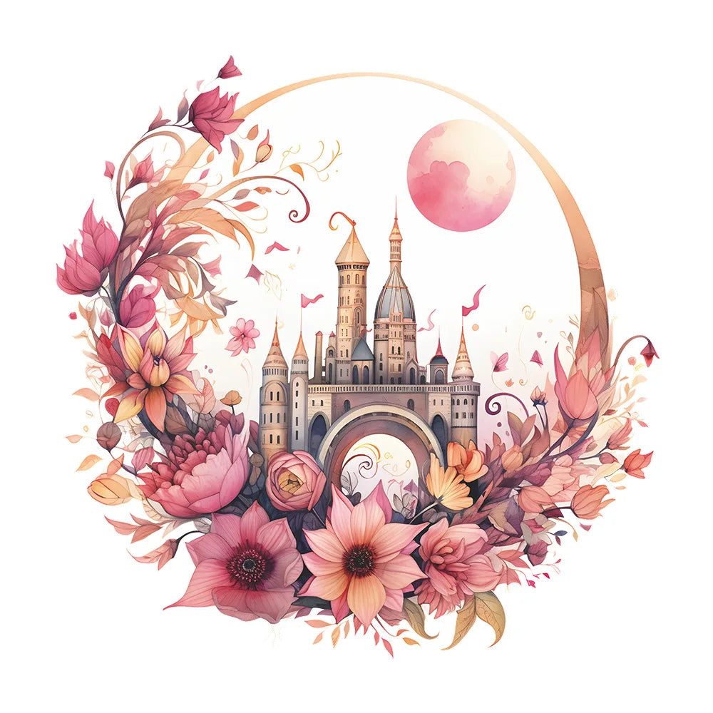 Moon & Flower Vinyl Wall Sticker – Girls Bedroom & Room Decoration