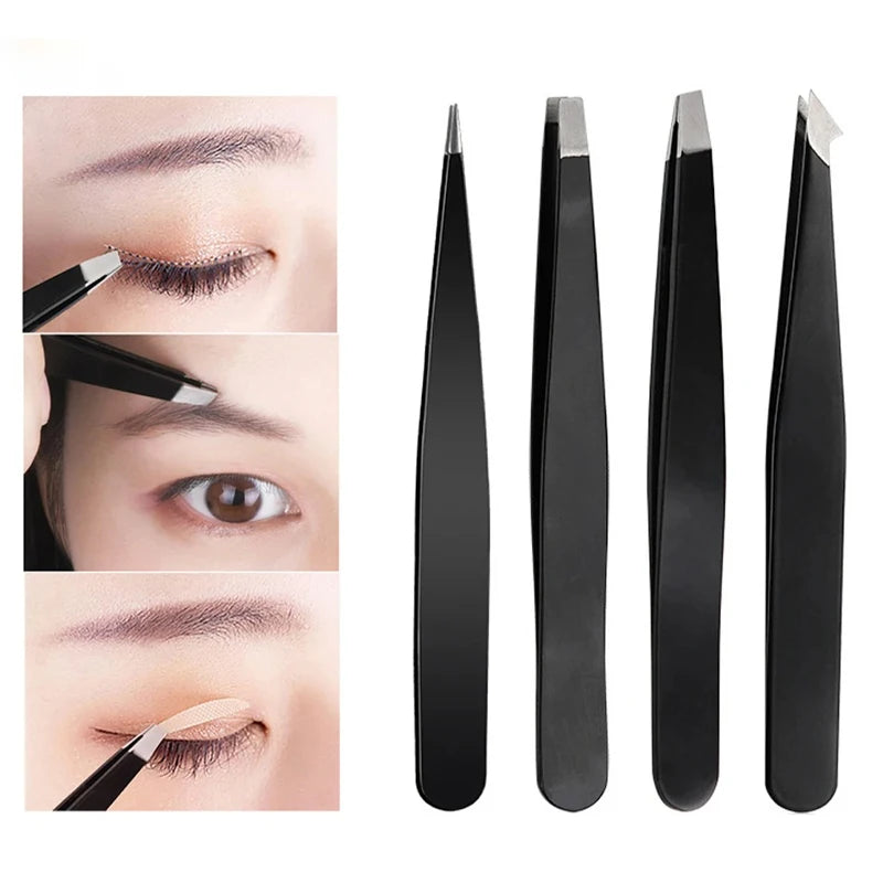 Stainless Steel Eyebrow Tweezers – Precision Slanted Tip