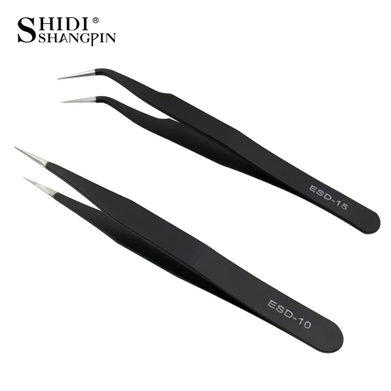 Professional Eyelash Extension Tweezers with Fiber Tips