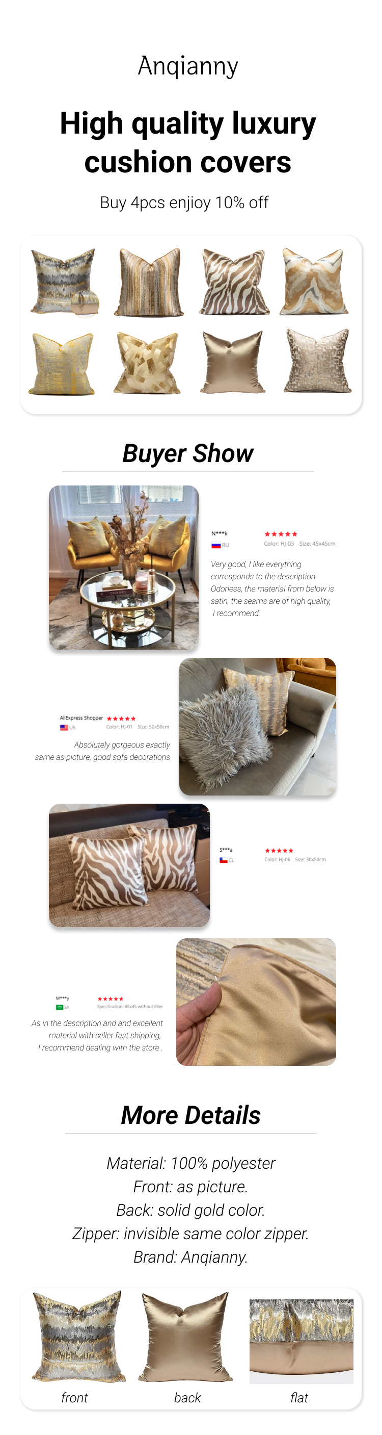 Luxury Golden Throw Cushion Cover