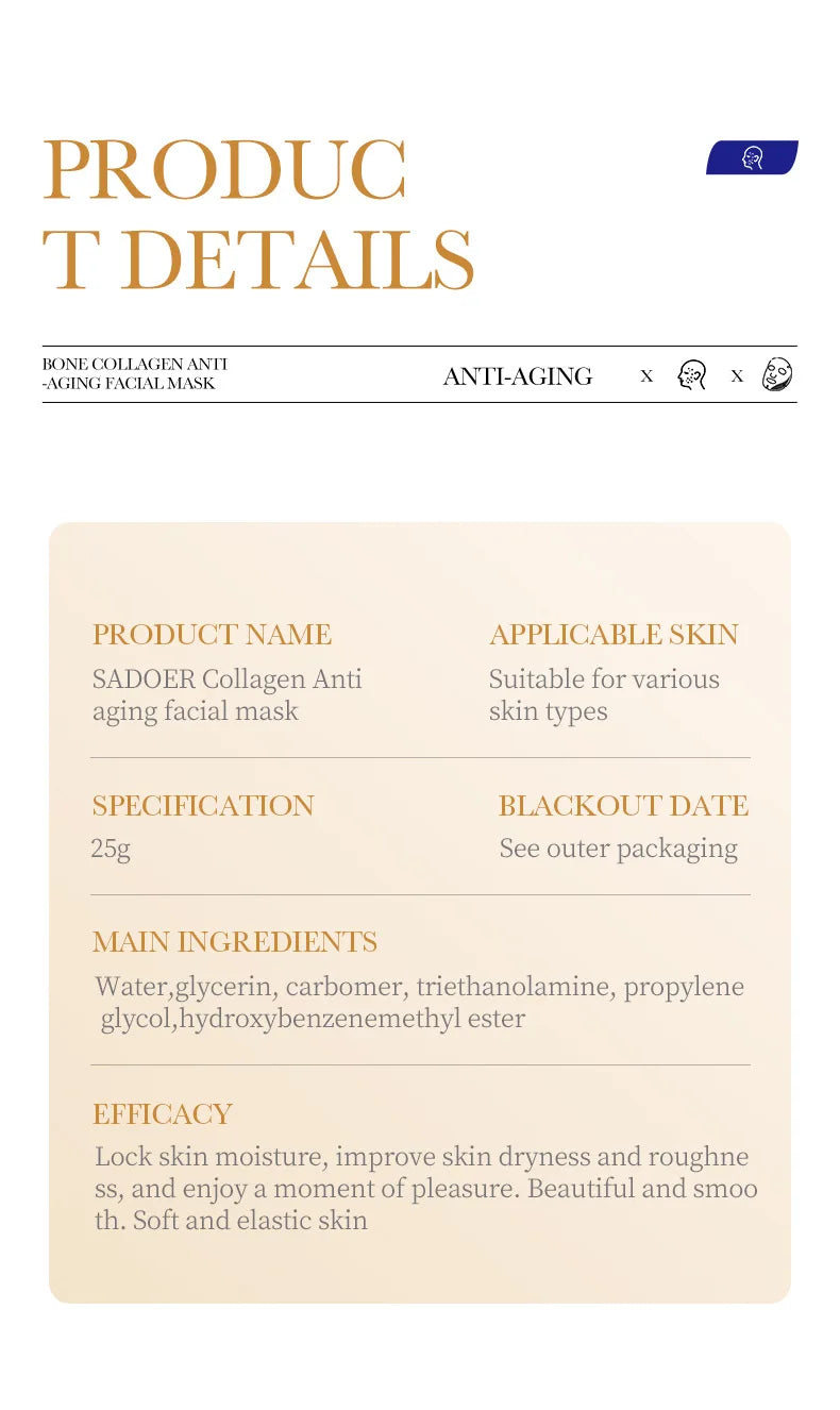 Collagen Face Masks – Moisturising & Firming (10 Pack)