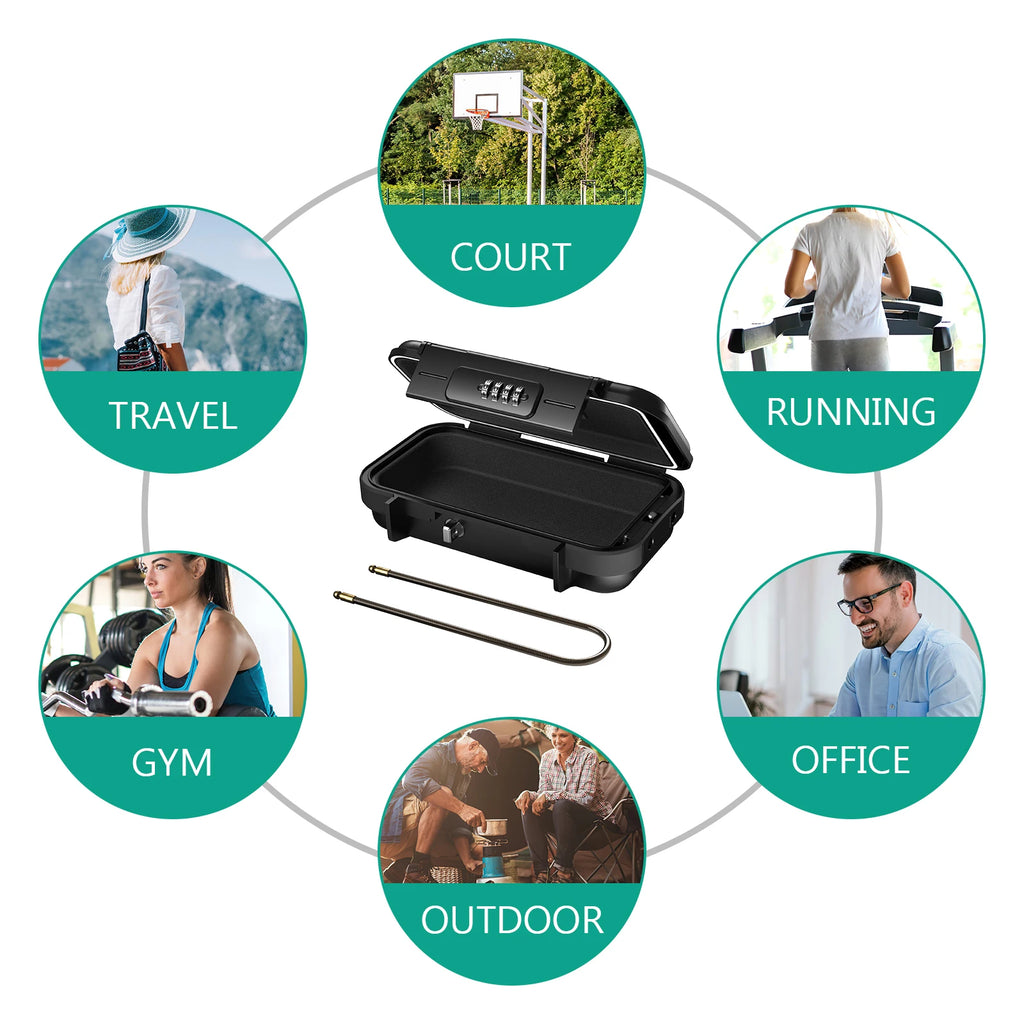 Portable Safe Lock Box with 4-Digit Combination & Rope