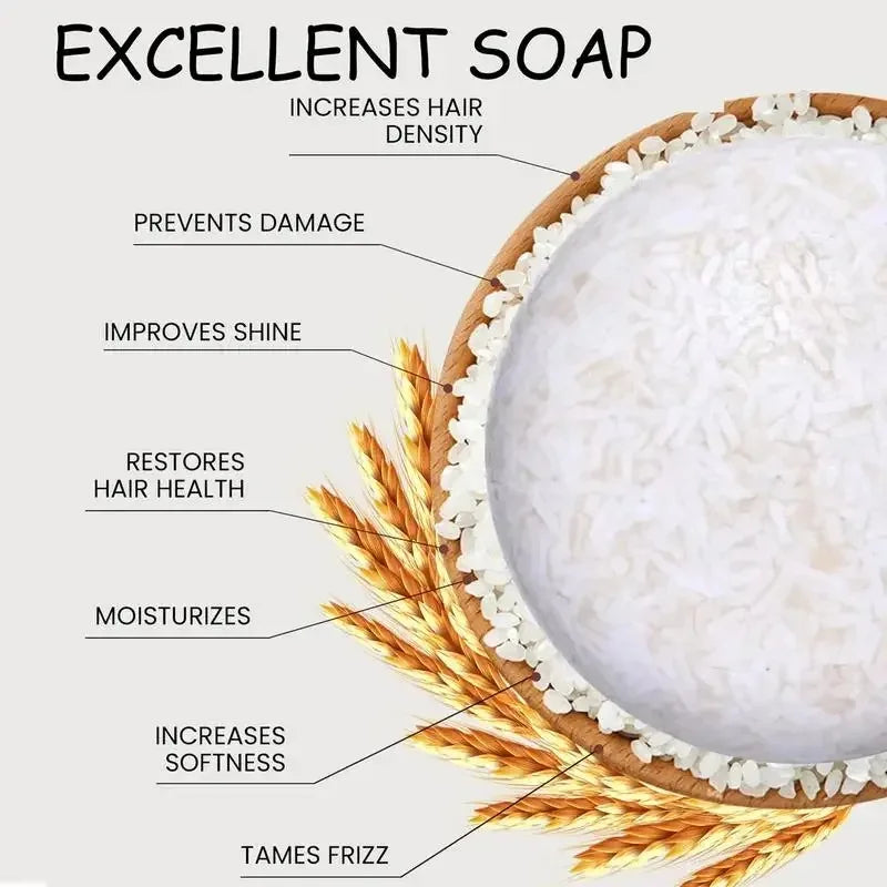 Organic Rice Water Shampoo Soap Bar – Nourishing & Anti-Hair Loss