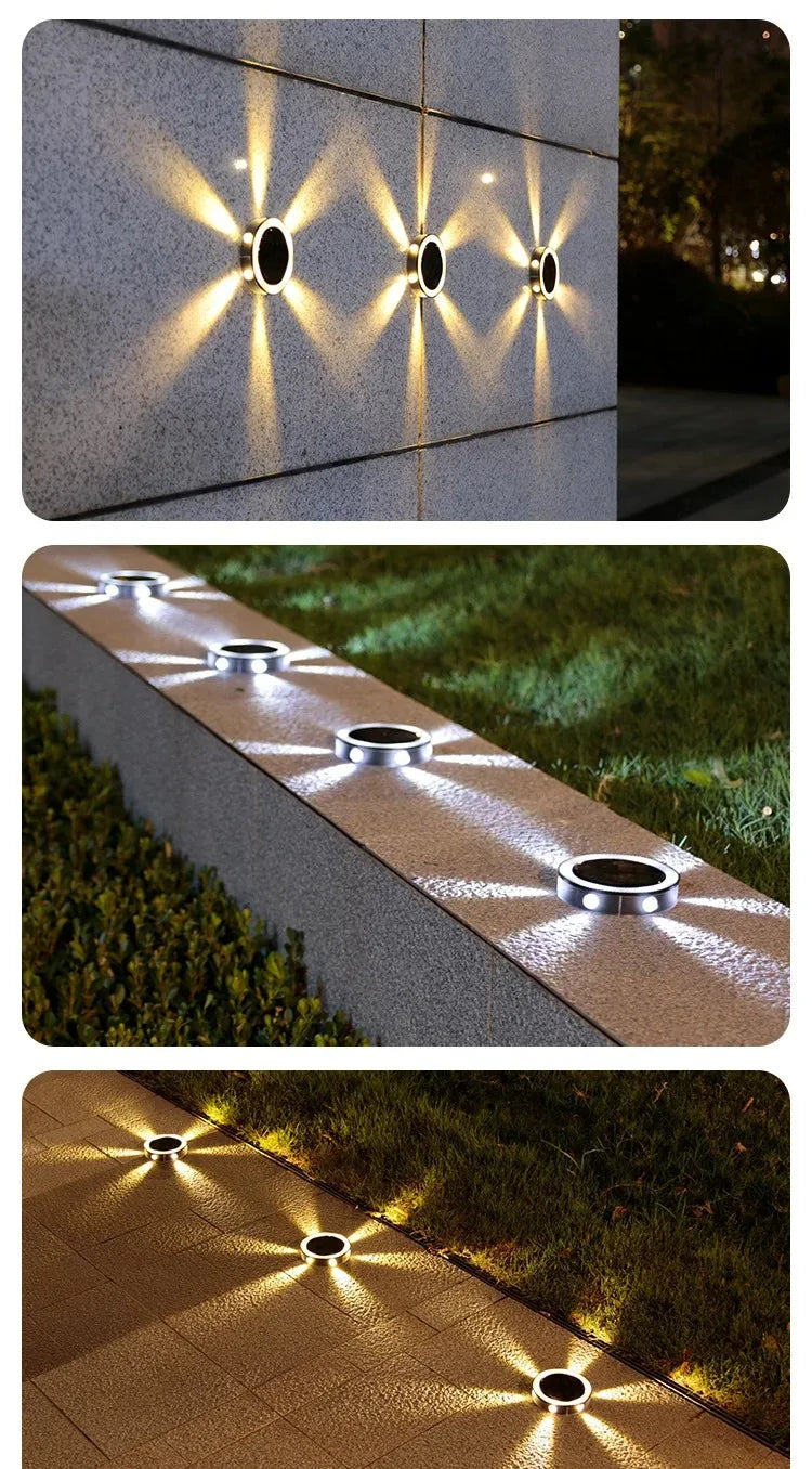 Solar Outdoor Wall Light – 8 Modes Waterproof Round Petal Garden & Fence Lamp