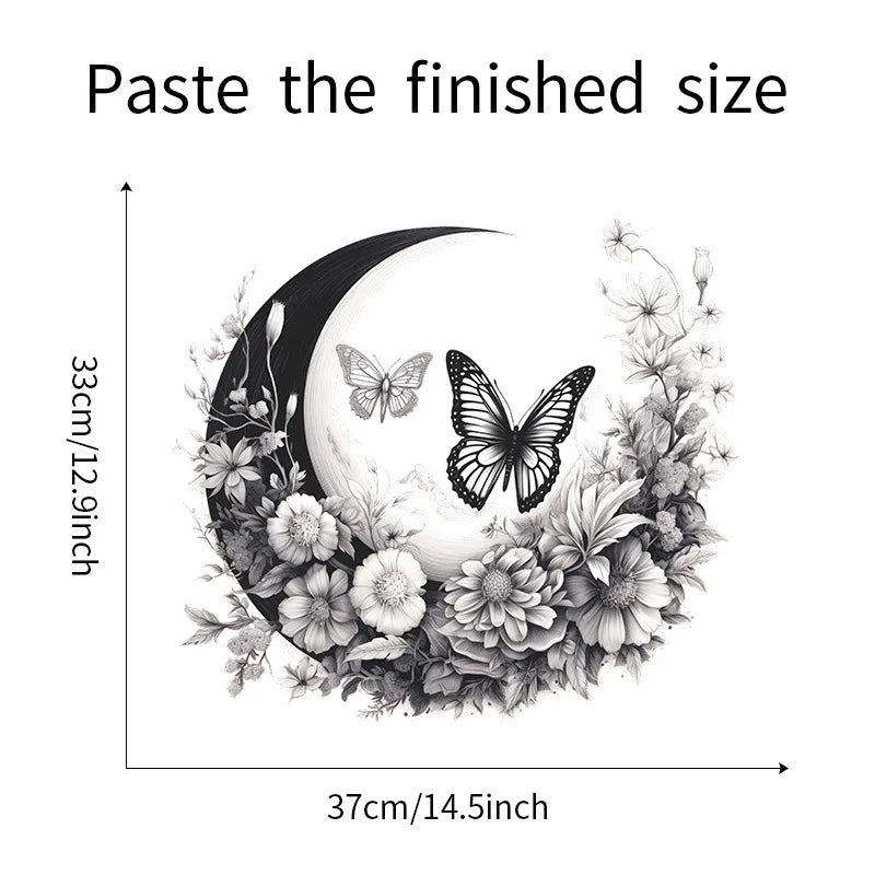 Moon & Flower Vinyl Wall Sticker – Girls Bedroom & Room Decoration
