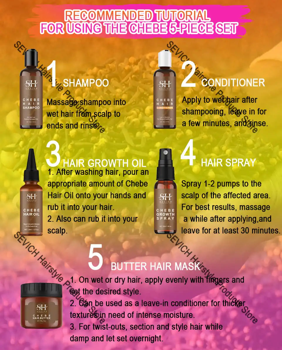 Chebe Anti-Hair Loss Set – Traction Alopecia Treatment Shampoo & Conditioner