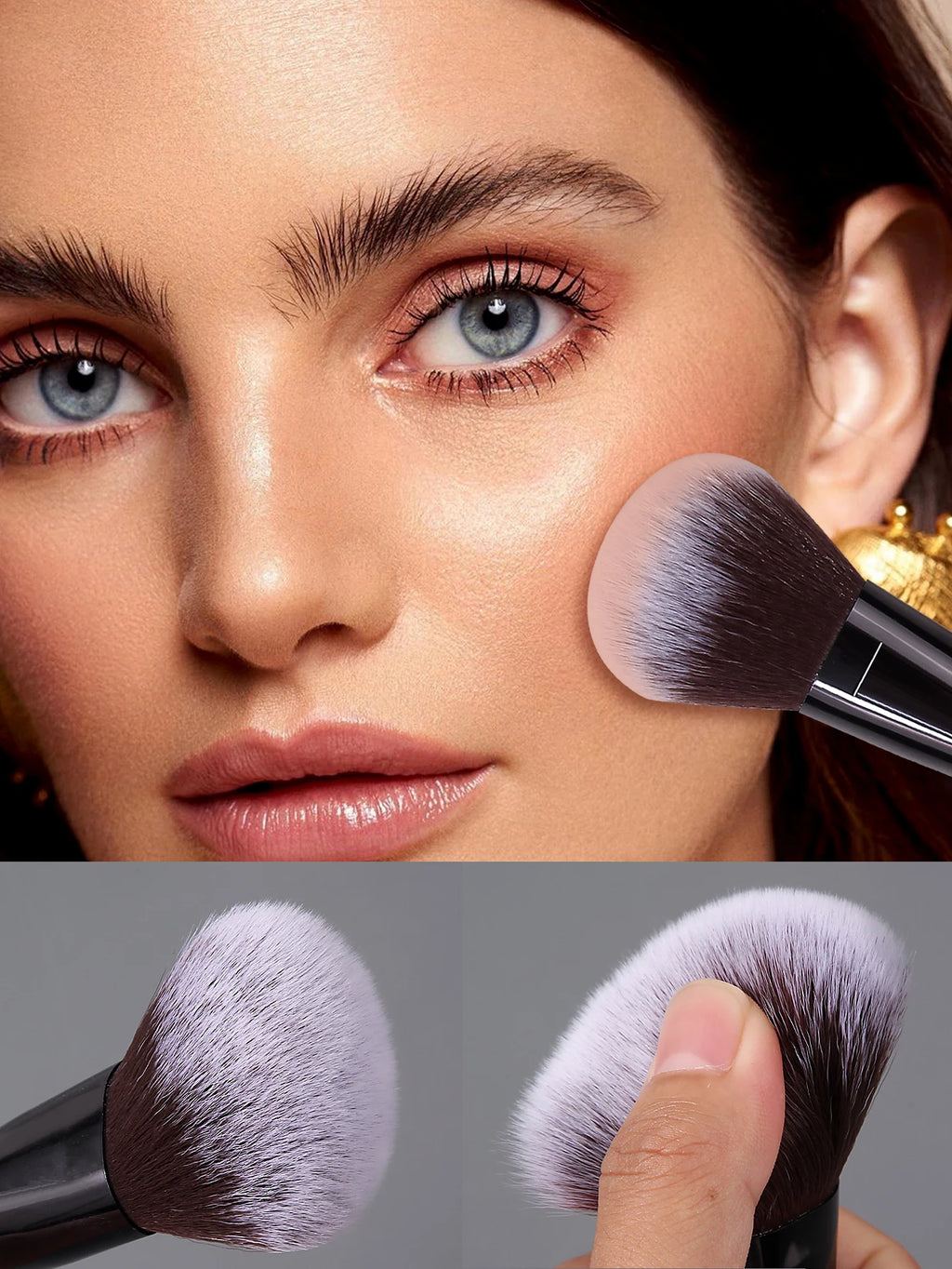 Professional Soft Powder Blush Makeup Brush – Black Wood Handle