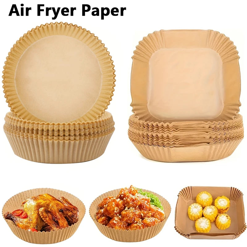 Air Fryer Disposable Paper Liners – Non-Stick (30/50/100 Pack)