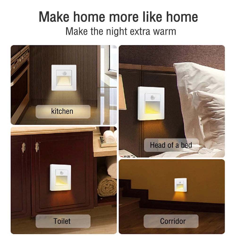 Recessed LED Wall Stair Light 2W – PIR Motion Sensor Step & Corridor Lamp