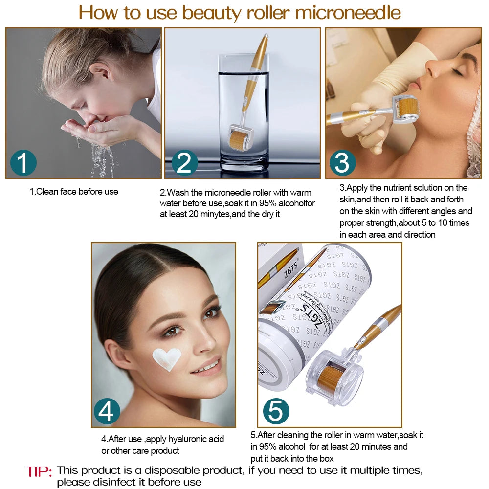 540-Needle Derma Roller – Face, Body, Hair & Beard Growth (0.2–0.3mm)