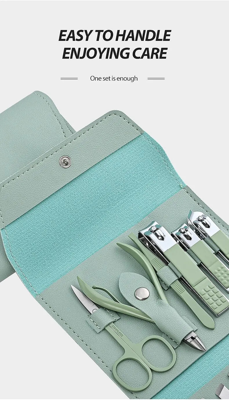 16pc Stainless Steel Nail Clipper & Manicure Set with Folding Bag