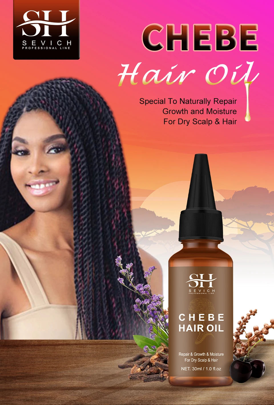 Chebe Anti-Hair Loss Set – Traction Alopecia Treatment Shampoo & Conditioner