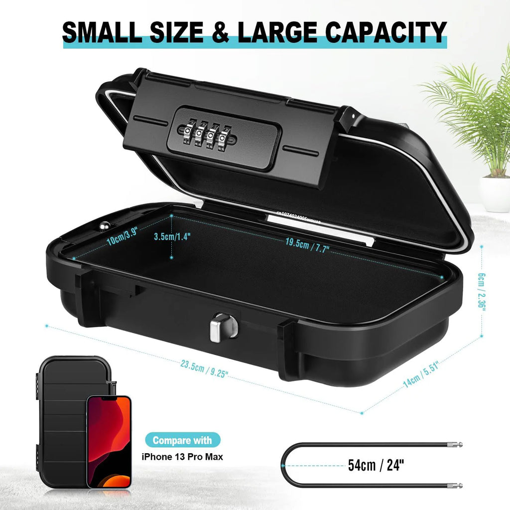 Travel Safe Lock Box - Waterproof Anti-Theft Beach Safe with Chain