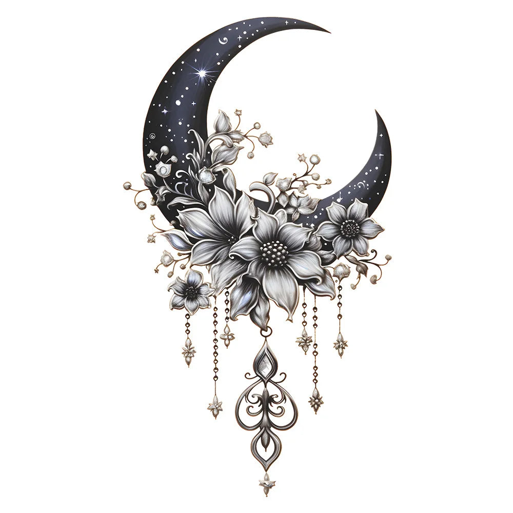 Moon & Flower Vinyl Wall Sticker – Girls Bedroom & Room Decoration