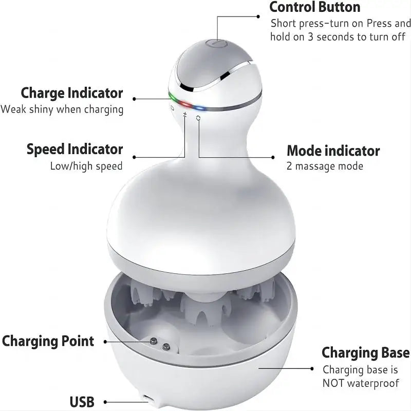 Cordless Scalp Massager – 4 Interchangeable Heads, Hair Growth