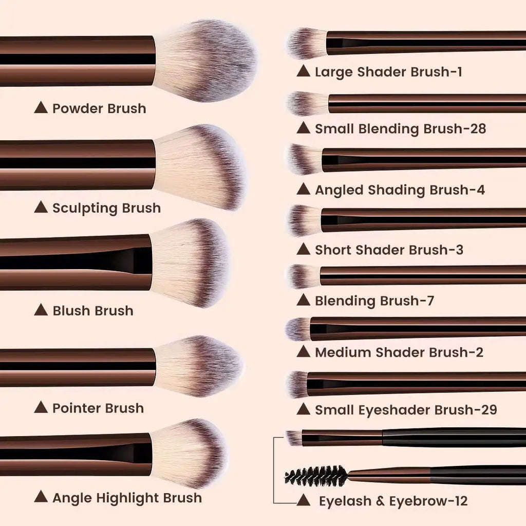 13pc Makeup Brush Set – Foundation, Concealer, Eyeshadow & Kabuki Blending Brushes
