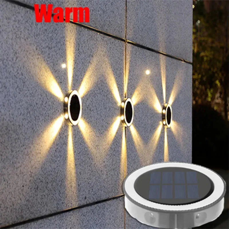 Solar Outdoor Wall Light – 8 Modes Waterproof Round Petal Garden & Fence Lamp