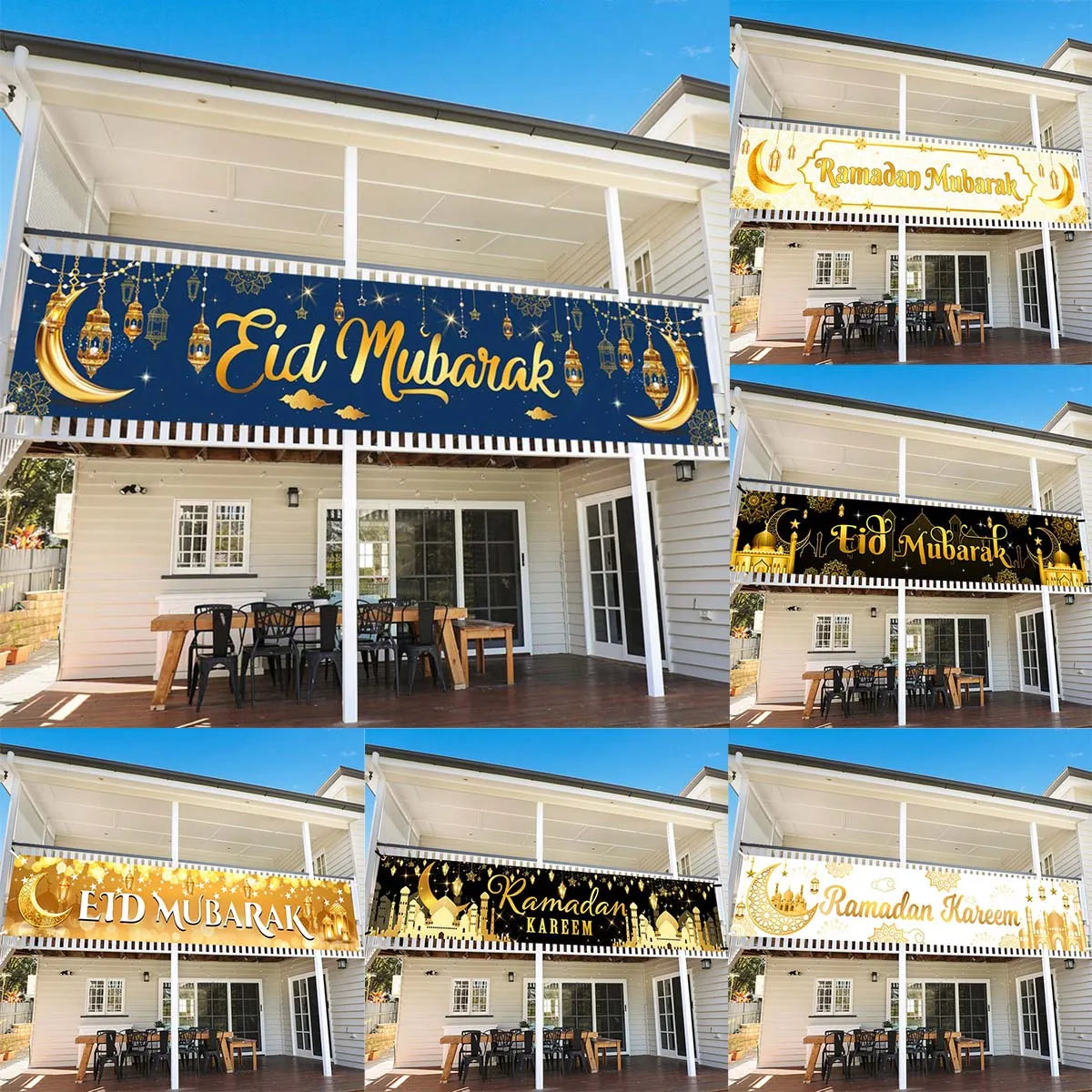 Eid Mubarak Outdoor Banner Flag – Ramadan Kareem Home & Party Decoration