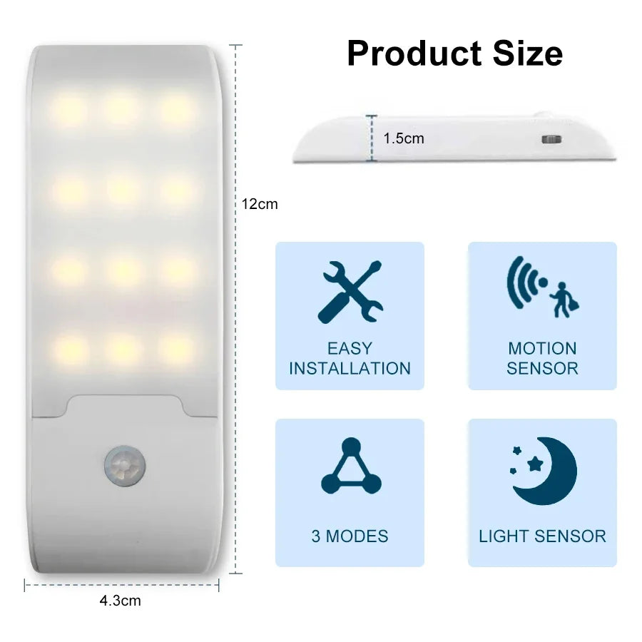 Motion Sensor LED Night Light – Rechargeable Cabinet, Wardrobe & Stair Lamp
