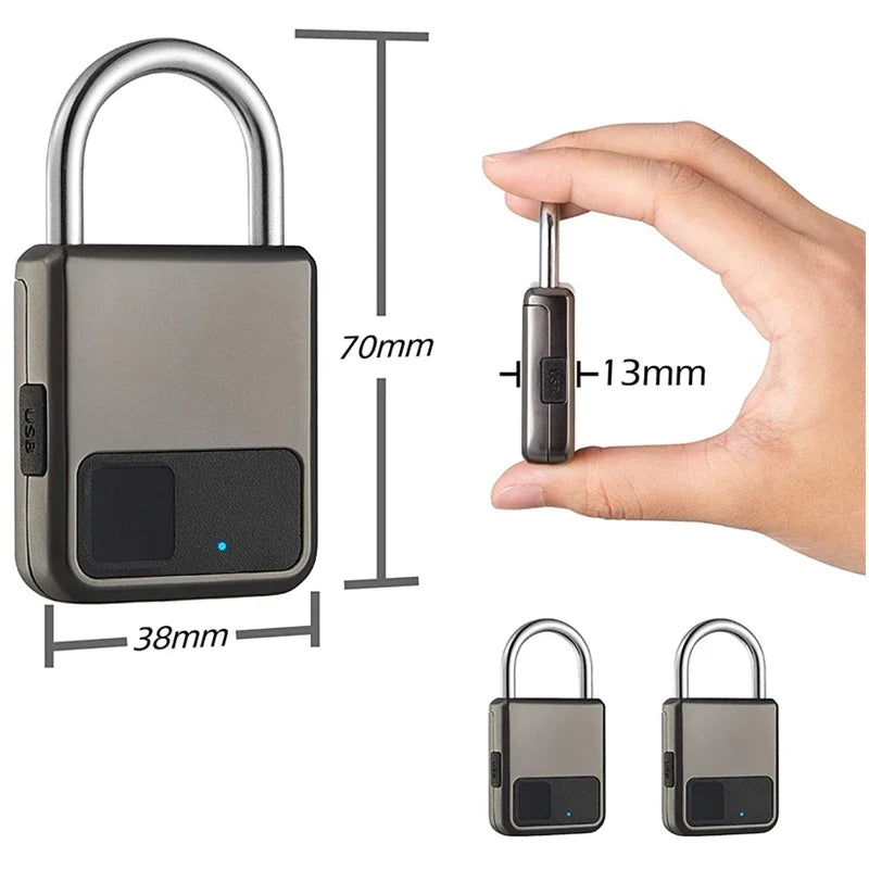 Fingerprint Padlock - Waterproof Smart Keyless Lock for Bike, Gym & Luggage