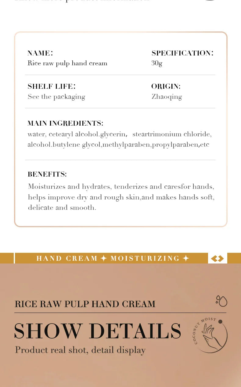White Rice Hand Cream – Moisturising & Brightening