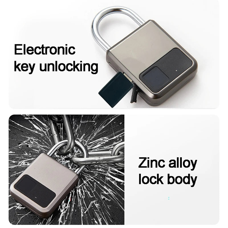 Tuya Smart Fingerprint Padlock - 20 Prints, USB Rechargeable