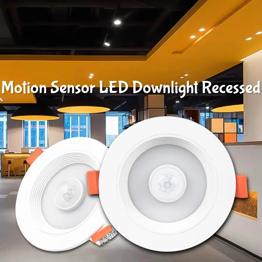 Recessed LED Downlight with Motion Sensor 5W–20W – Energy Saving Ceiling Spotlight