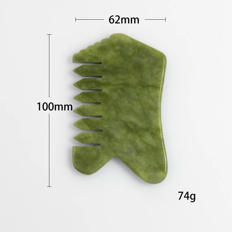 Natural Jade Comb & Gua Sha Board – Facial Massage & Body Scraping Tool