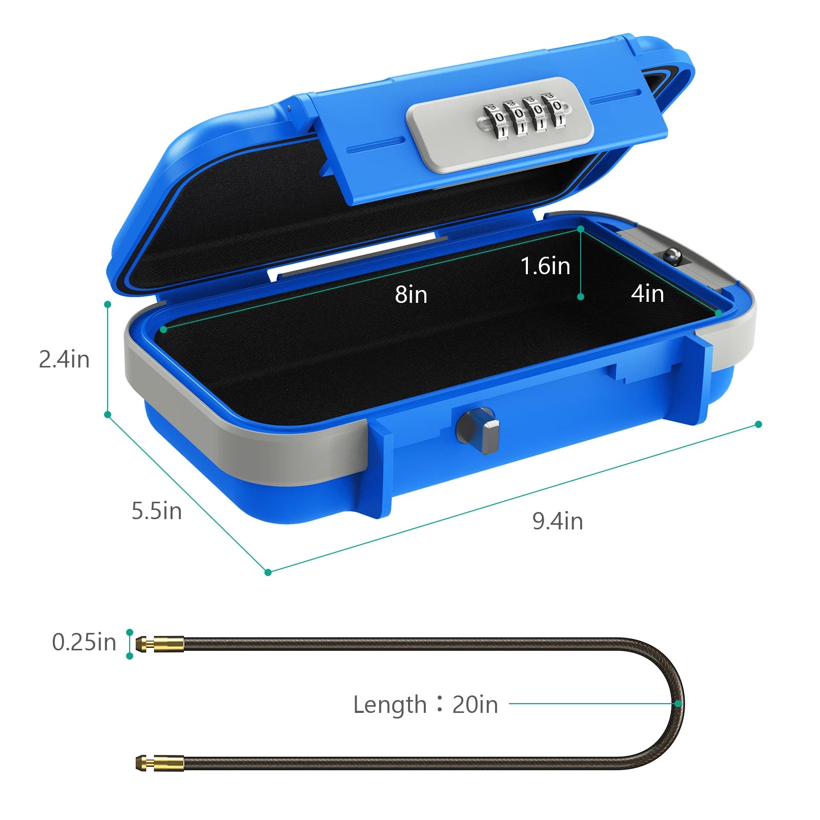 Portable Safe Lock Box with 4-Digit Combination & Rope