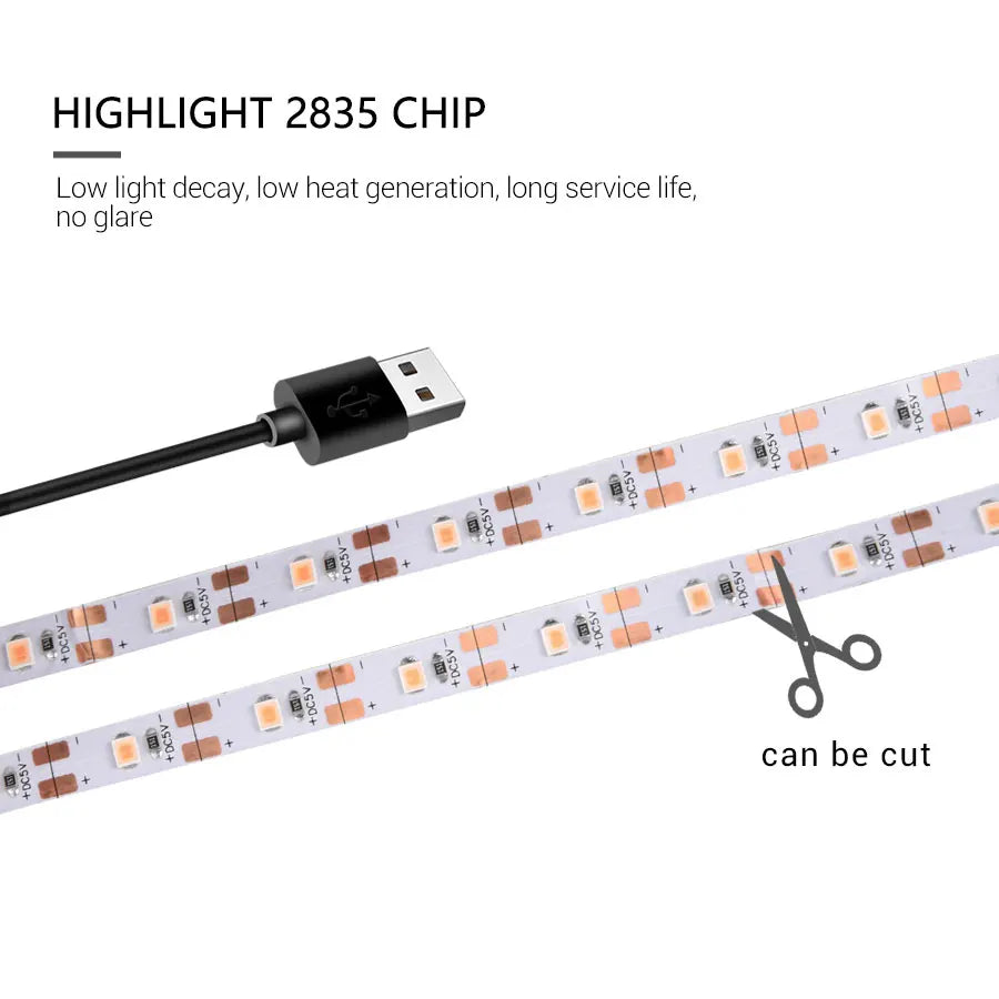 USB LED Grow Light Strip – Full Spectrum Plant Light 2m/3m for Vegetables & Seedlings