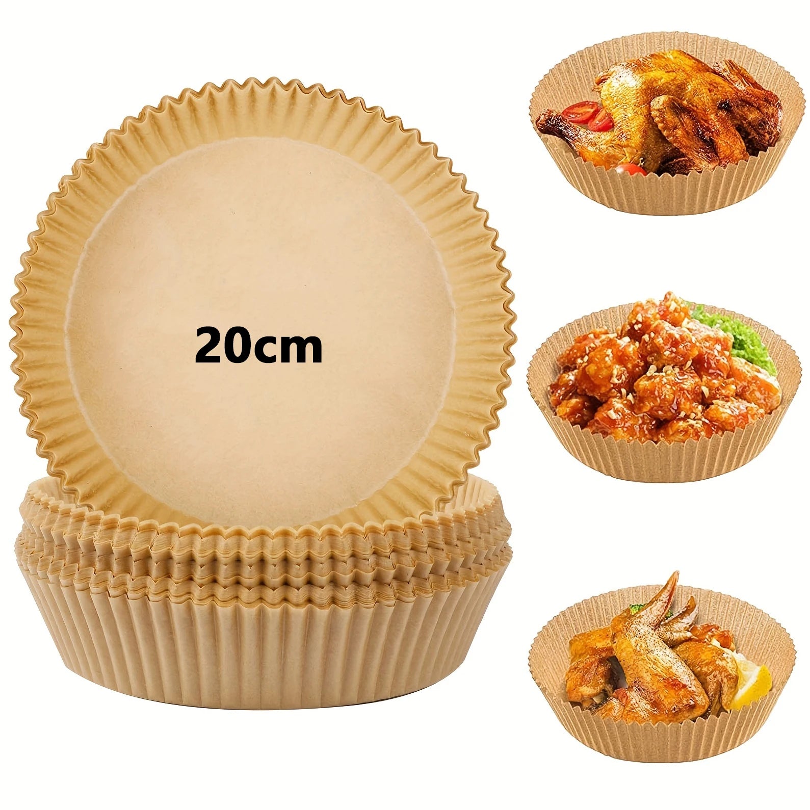 Air Fryer Disposable Paper Liners – Non-Stick (30/50/100 Pack)