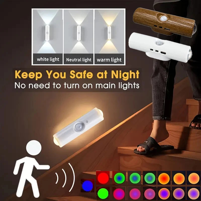 Motion Sensor Under Cabinet LED Night Light – RGB Magnetic Wireless