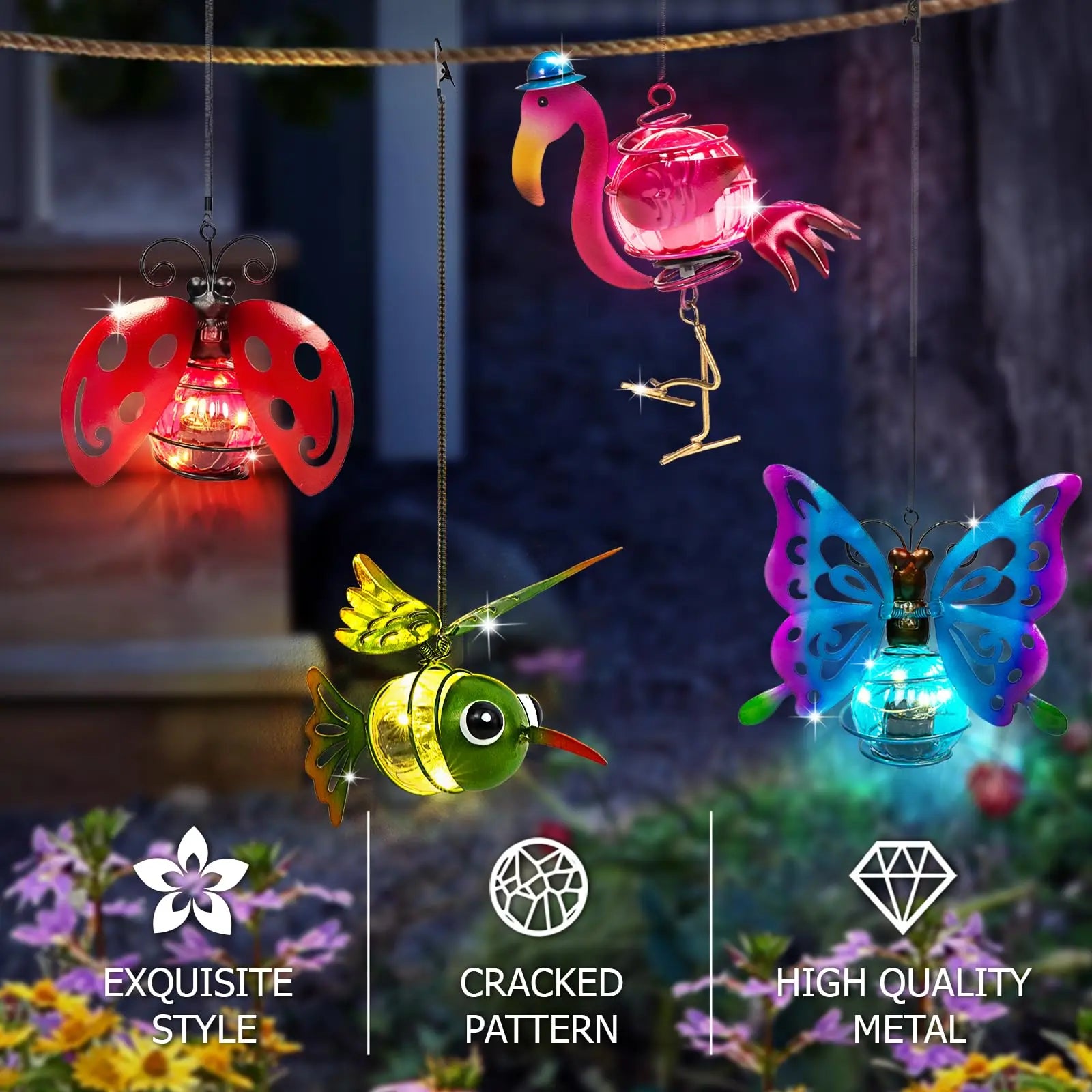 Solar Outdoor Hanging Lantern – Animal & Insect Garden Decor Solar Light