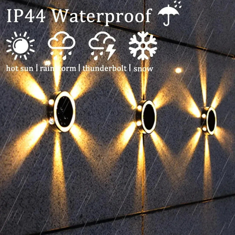 Solar Outdoor Wall Light – 8 Modes Waterproof Round Petal Garden & Fence Lamp