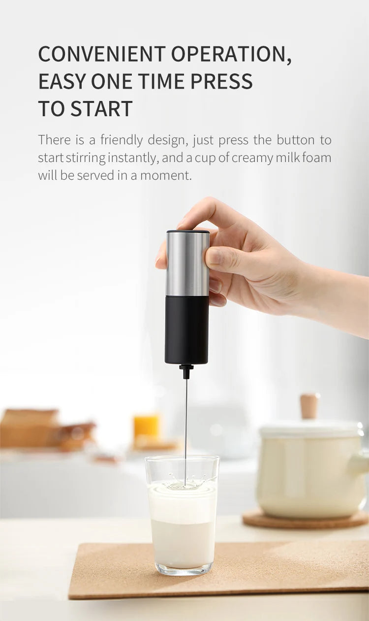 Rechargeable Handheld Milk Frother – Foam Maker for Lattes & Coffee