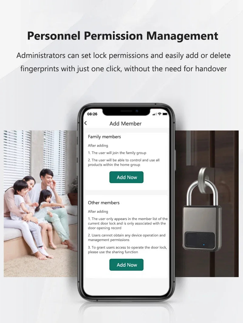 Tuya Smart Fingerprint Padlock - 20 Prints, USB Rechargeable
