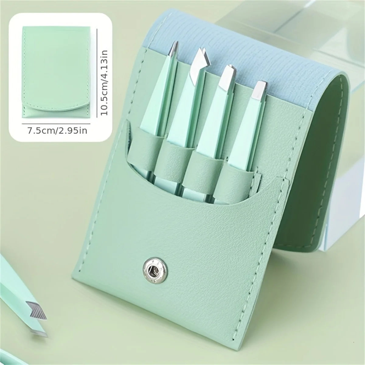 Stainless Steel Eyebrow Tweezers Set – Slant & Pointed Tip