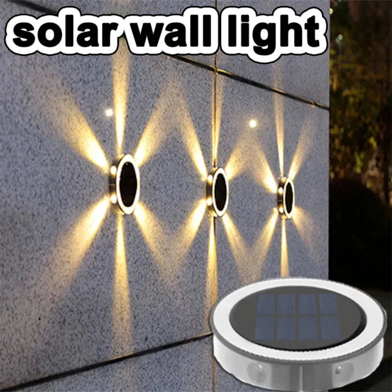 Solar Outdoor Wall Light – 8 Modes Waterproof Round Petal Garden & Fence Lamp