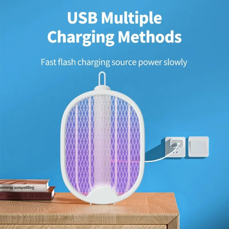 Foldable Electric Mosquito Killer Racket – USB Rechargeable UV Bug Zapper