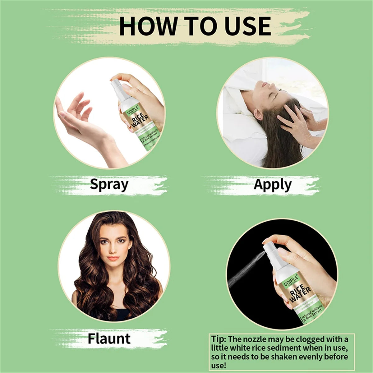 GOIPLE Rice Water Hair Repair & Growth Spray 100ml – Anti-Frizz